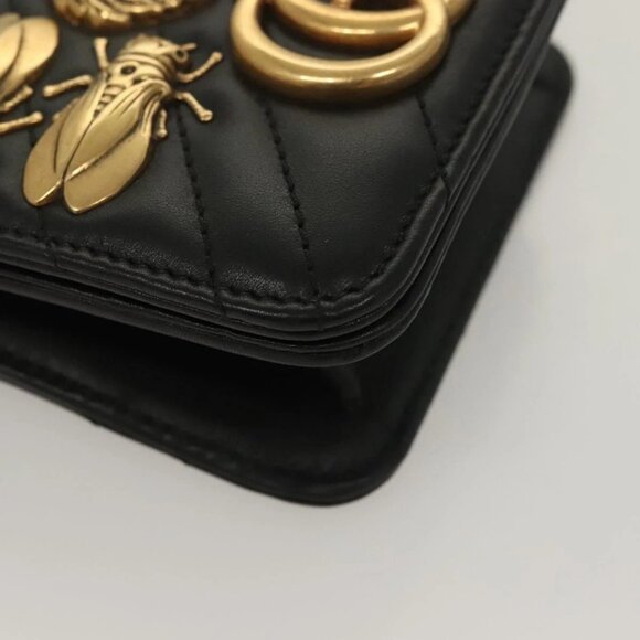 GUCCI Waist Pouch Leather Black Gold 488417 0416 Auth sw1265 - Picture 12 of 16